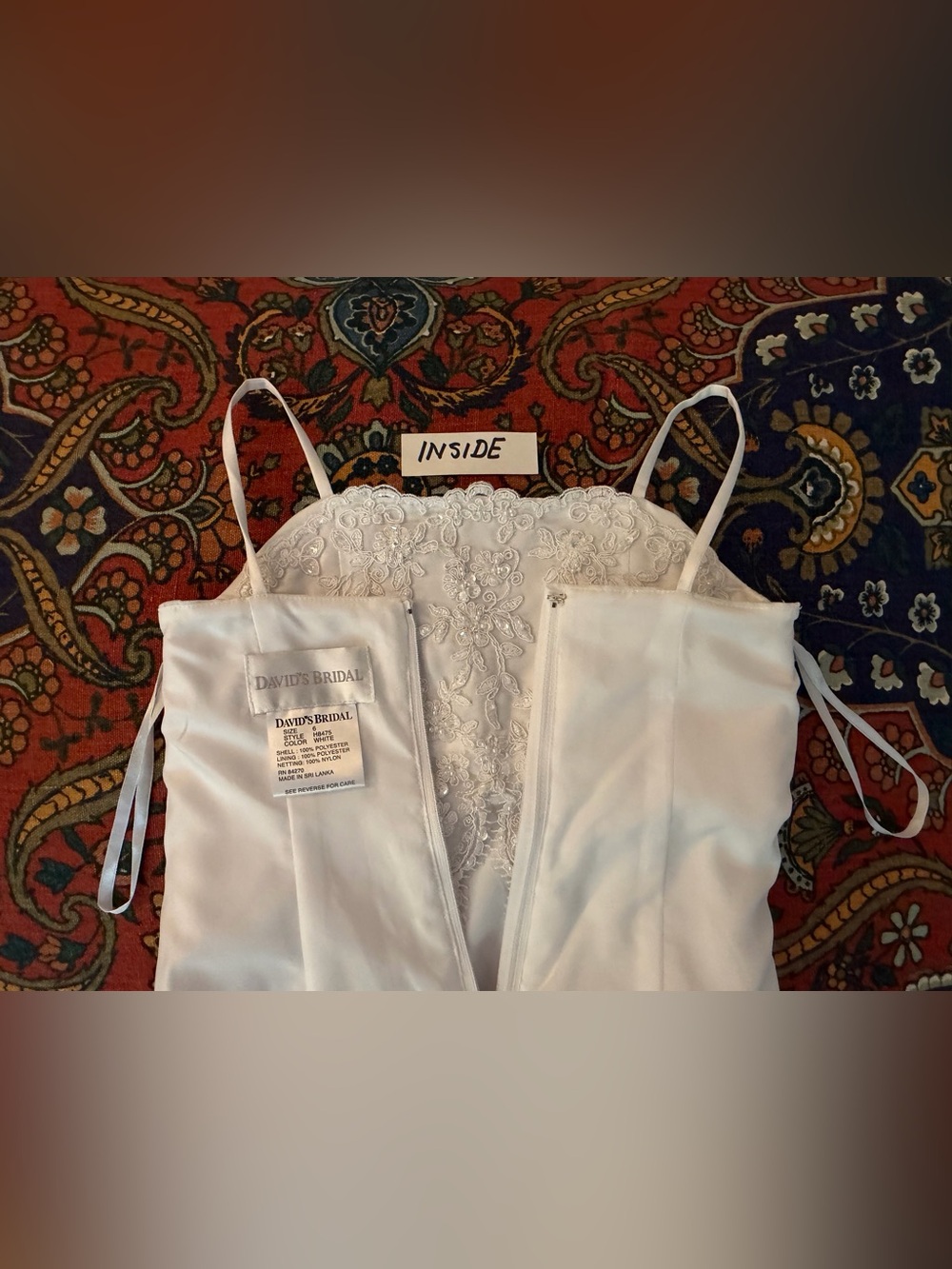 David's Bridal white Flowergirl Jr Bridesmaid 1st Holy Communion dress w/lace - Picture 9 of 12